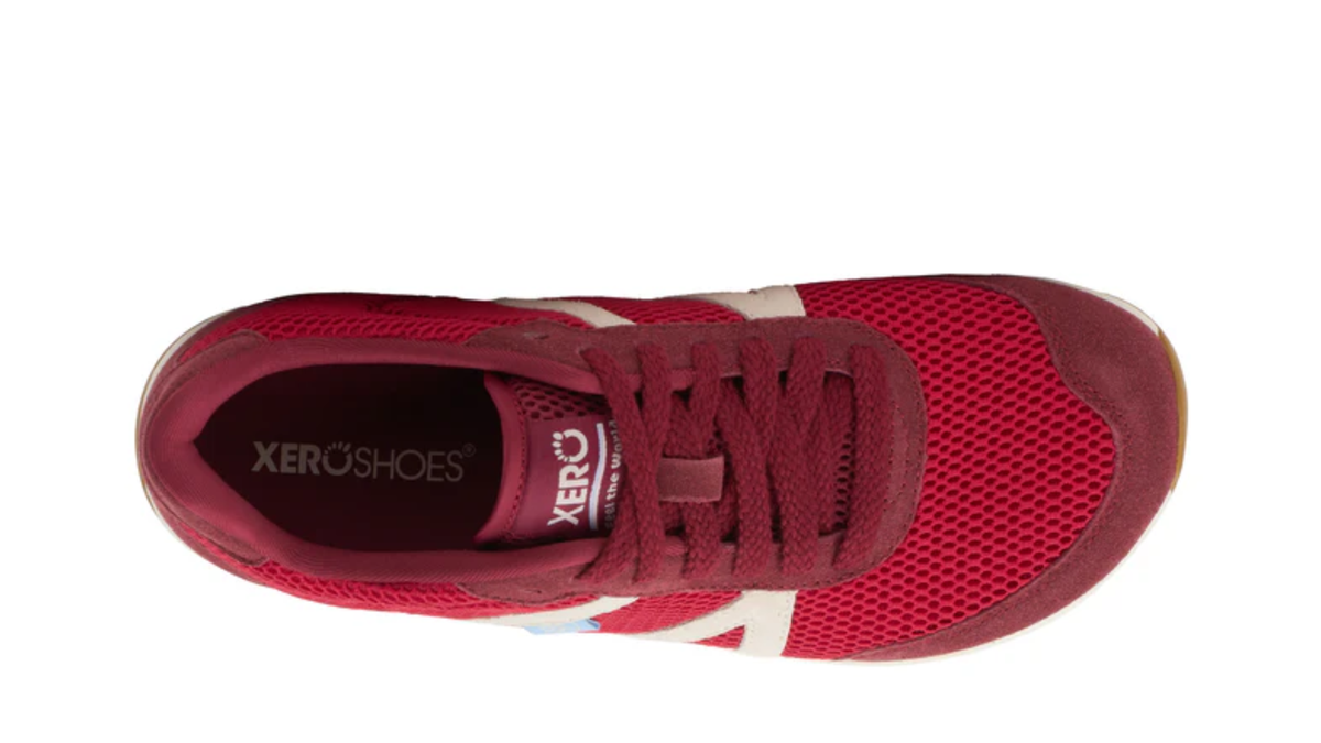 Barfußschuh, geschlossene Zehen und geschlossener Fersenbereich, Schnürung, profilierte Sohle, Einzelschuh, Draufsicht