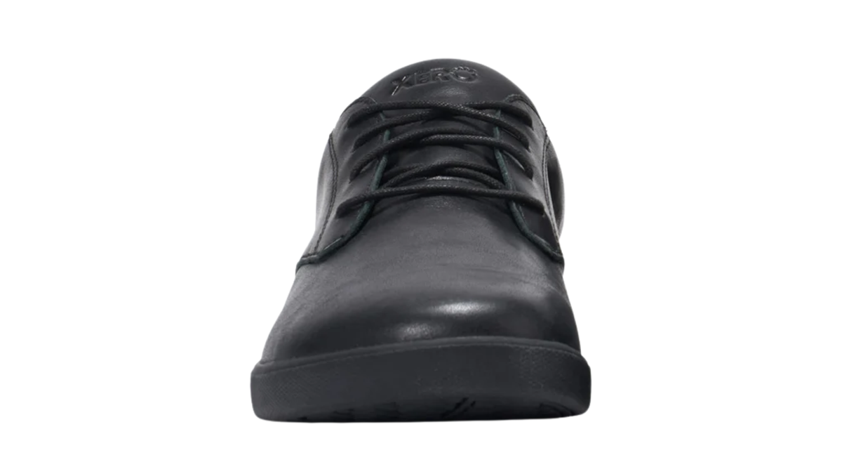 Eleganter Barfußhalbschuh für Herren mit Schnürung und breiter Zehenbox, Vorderansicht