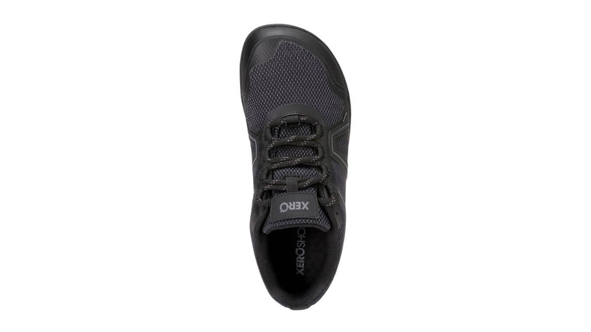 Barfußschuh mit Schnürung, breite Zehenbox, flexible Sohle, geschlossener Fersenbereich, Draufsicht