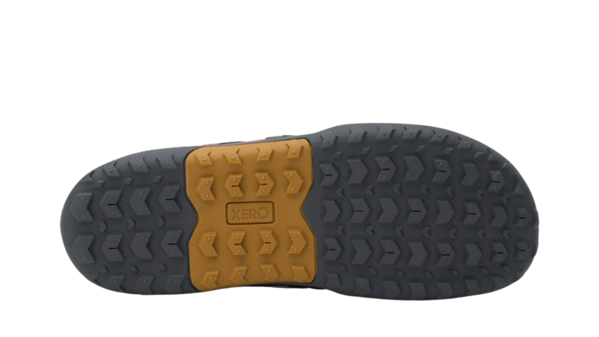 Barfußschuh als Einzelschuh, geschlossene Zehen und geschlossener Fersenbereich, Schnürung, profilierte Sohle, Ansicht von unten