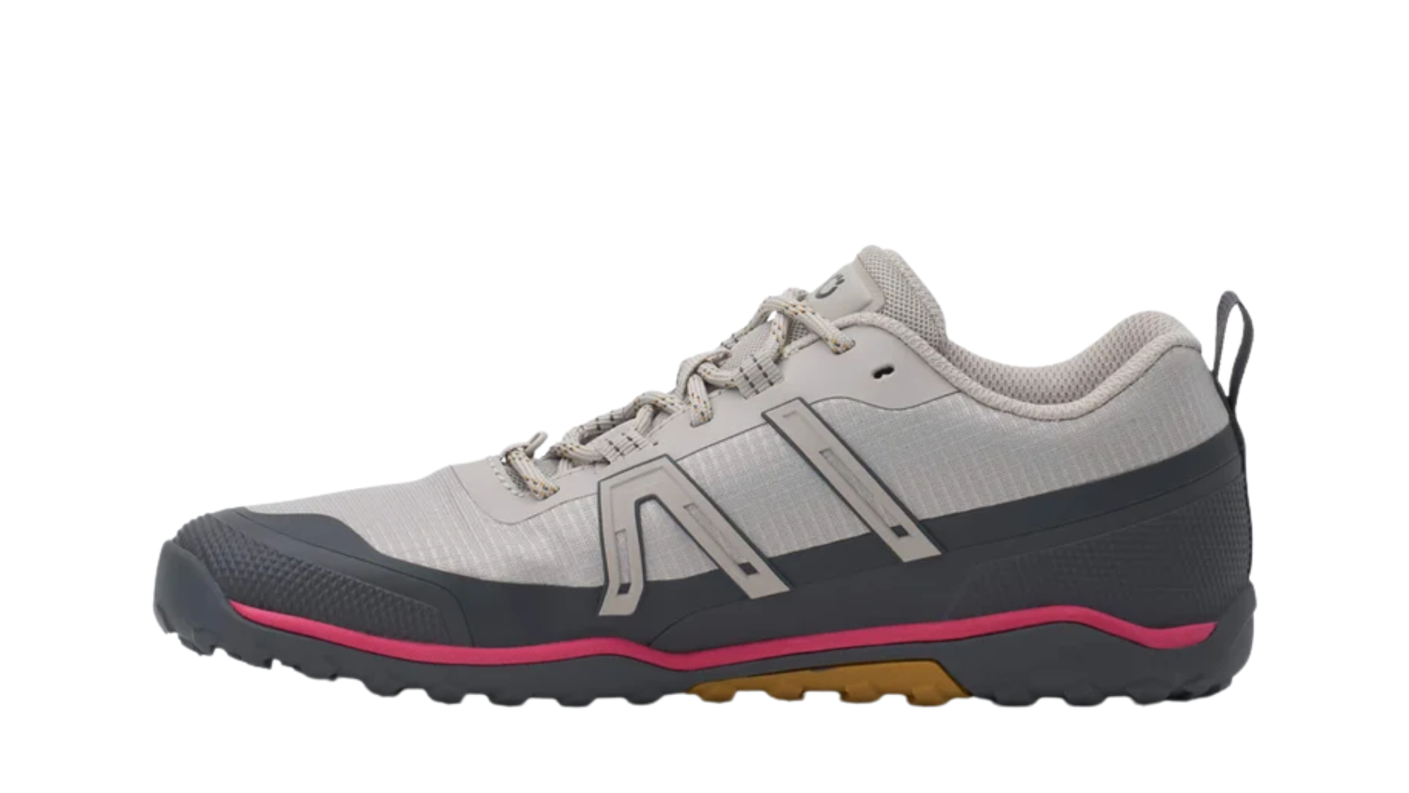 Barfußschuh als Einzelschuh, geschlossene Zehen und geschlossener Fersenbereich, Schnürung, profilierte Sohle, Seitenansicht innen