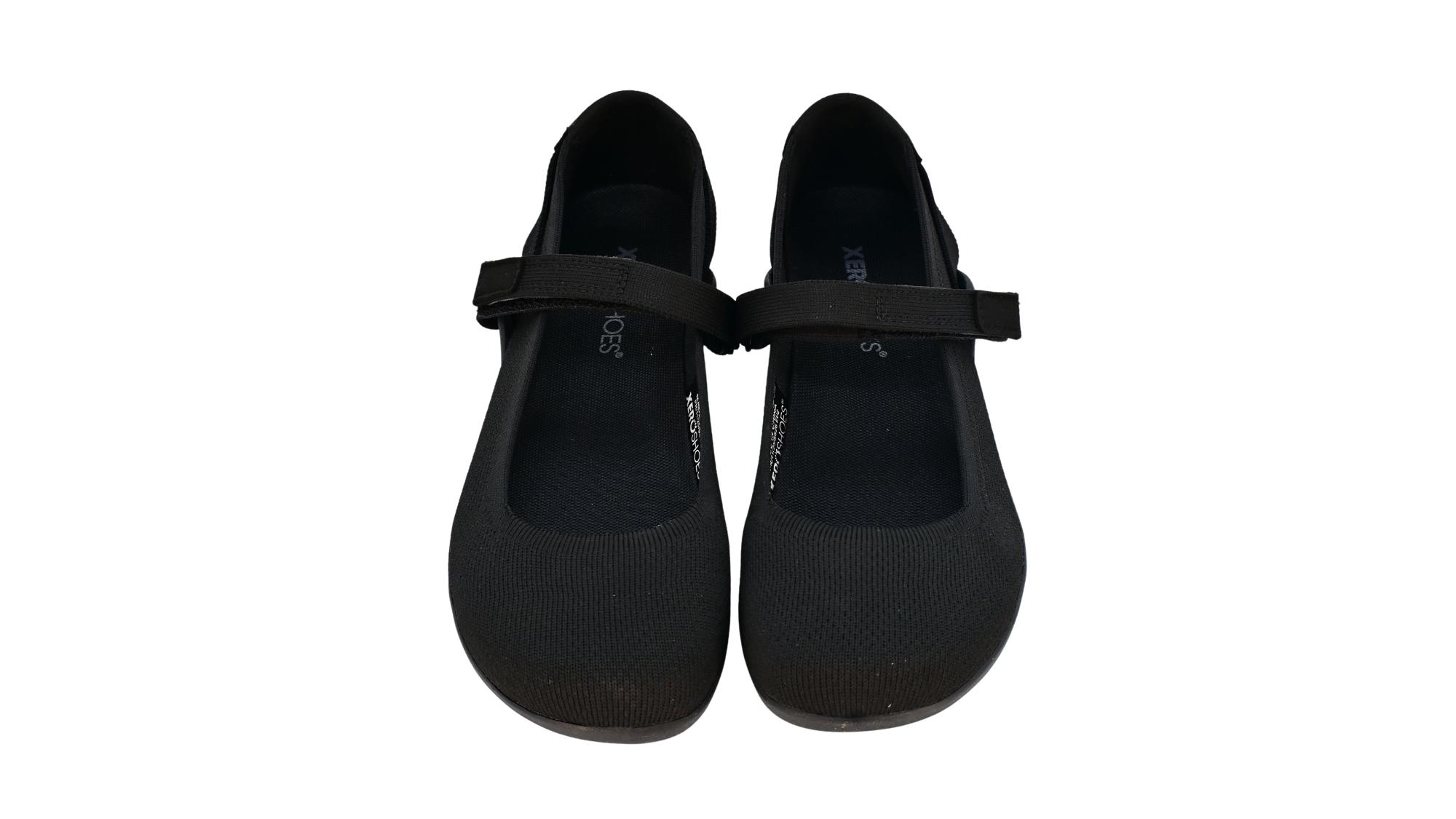 Barfußschuh, geschlossene Zehen und geschlossener Fersenbereich, Spannriemen mit Klettverschluss, flexible Sohle, Draufsicht als Paar