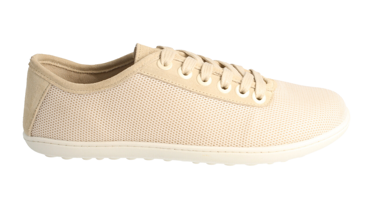 Barfußsneaker für Erwachsene mit breiter Zehenbox, Schnürung, flexible Sohle, Seitenansicht