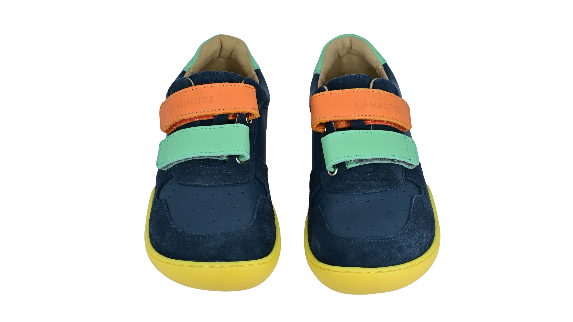 Barfußschuhe als Paar mit zwei Klettverschlüssen, breite Zehenbox, Draufsicht