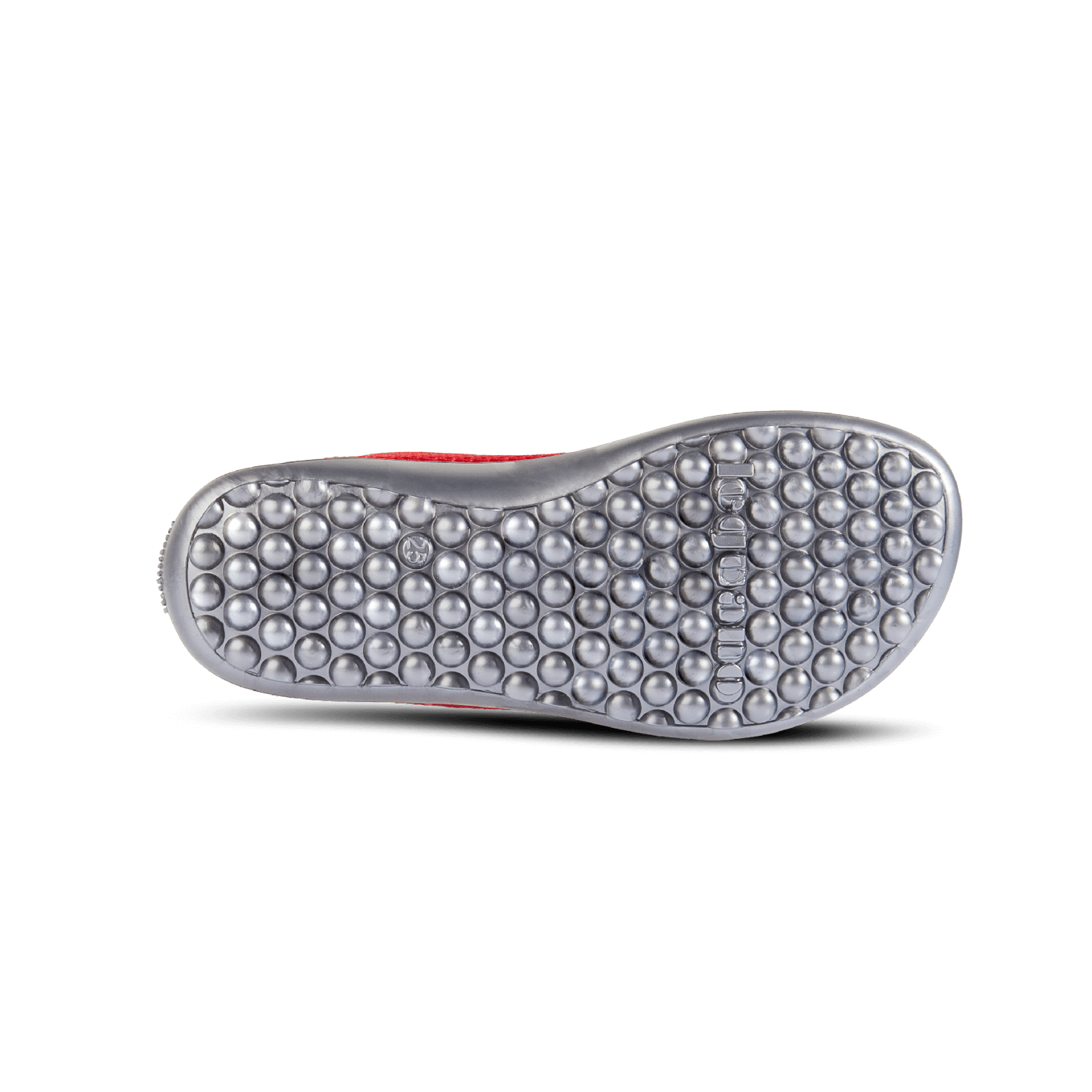 Barfußschuh für Kinder mit Schnürsenkeln, geschlossener Zehenbox und geschlossenem Fersenbereich, flexible profilierte Sohle, Ansicht von unten