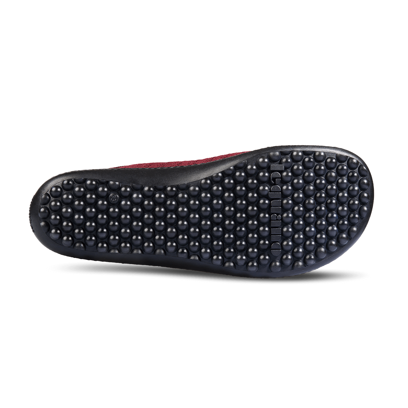 Barfußschuh mit flexibler Laufsohle und runden Profilnoppen, Ansicht von unten