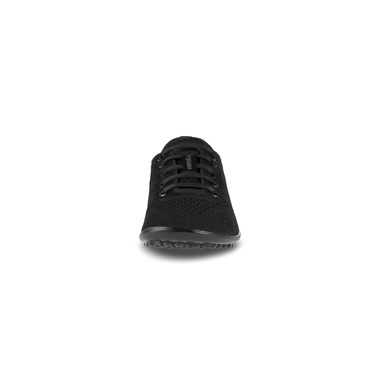Barfußschuh mit Schnürsenkeln, geschlossener Zehenbox und geschlossenem Fersenbereich, flexible Sohle mit runden Profilnoppen, Vorderansicht