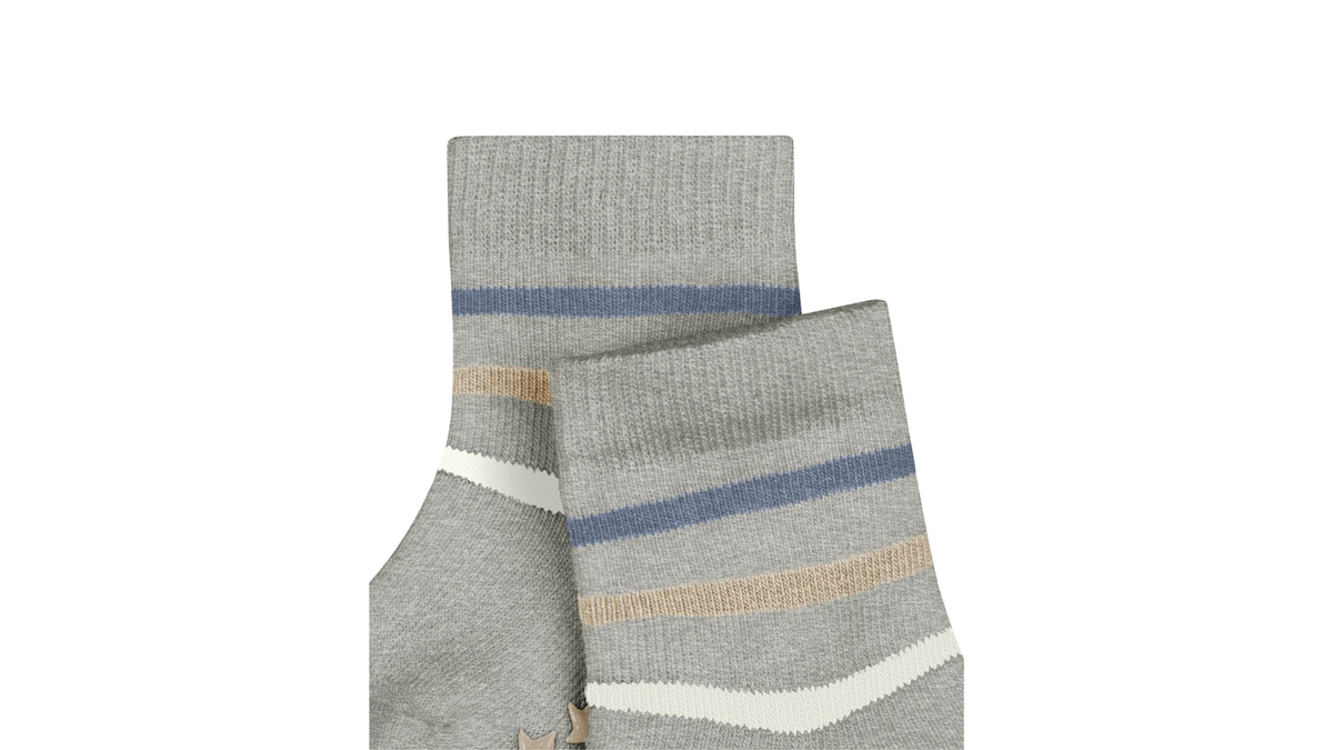 Socke als Paar mit mittelhohem Schaft, geschlossener Zehenpartie und geschlossenem Fersenbereich, Draufsicht.