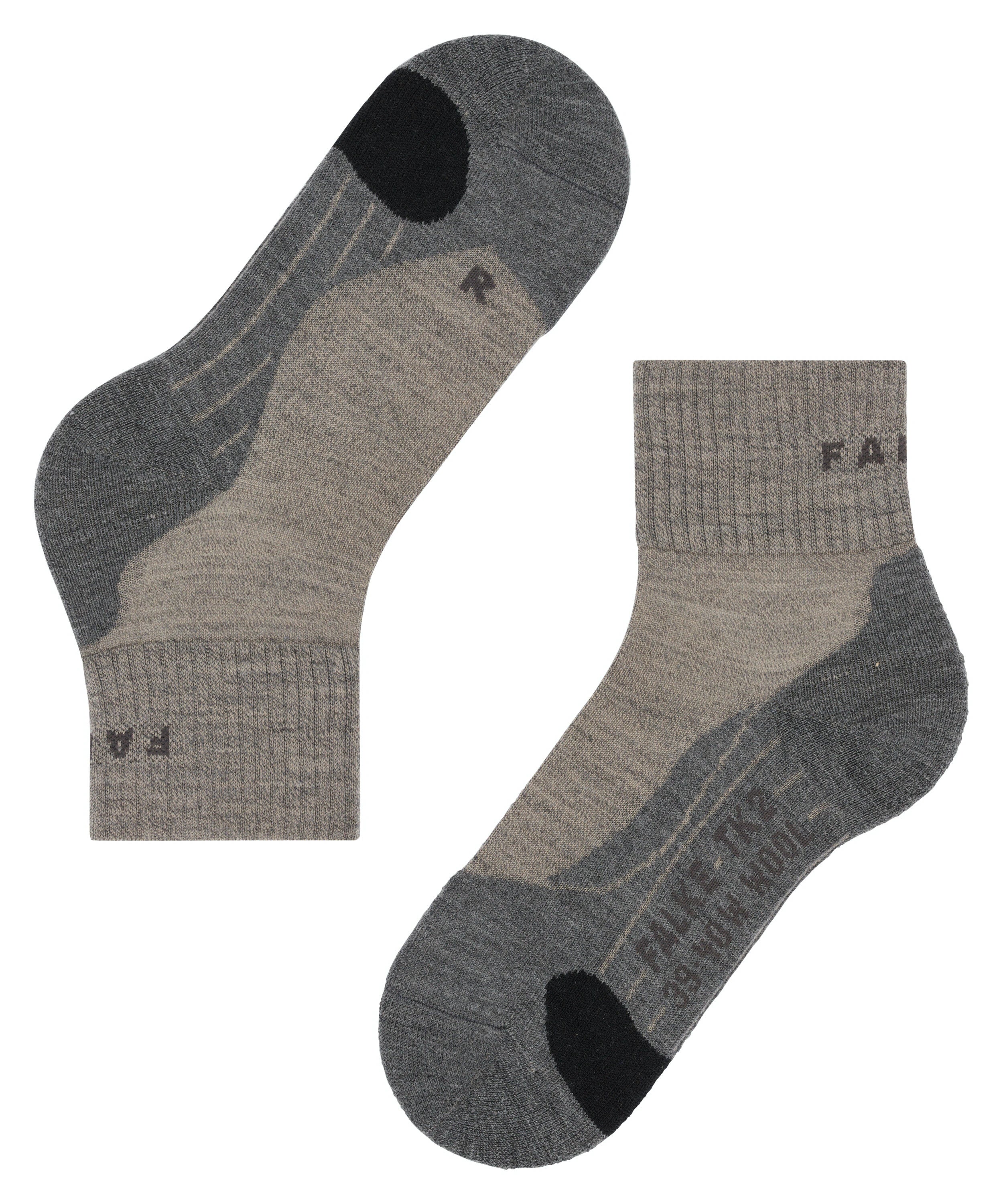 Trekking-Socke für Erwachsene, Paaransicht, anatomische Fußform, verstärkter Zehen- und Fersenbereich, Draufsicht