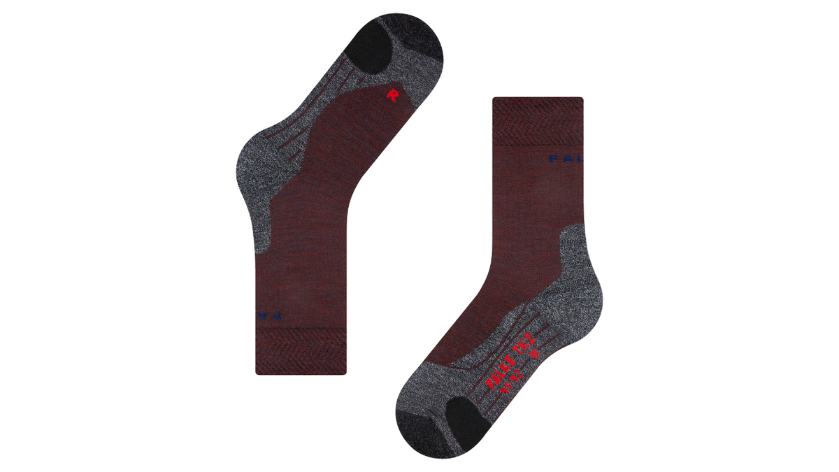 Trekking-Socke für Erwachsene, Paaransicht, anatomische Fußform, verstärkter Zehen- und Fersenbereich, Draufsicht