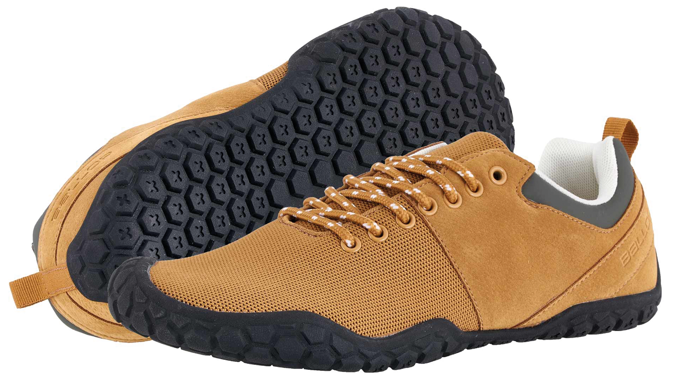 Barfußschuh, Draufsicht. Geschlossener Schuh mit Schnürung, geschlossener Zehenbereich.