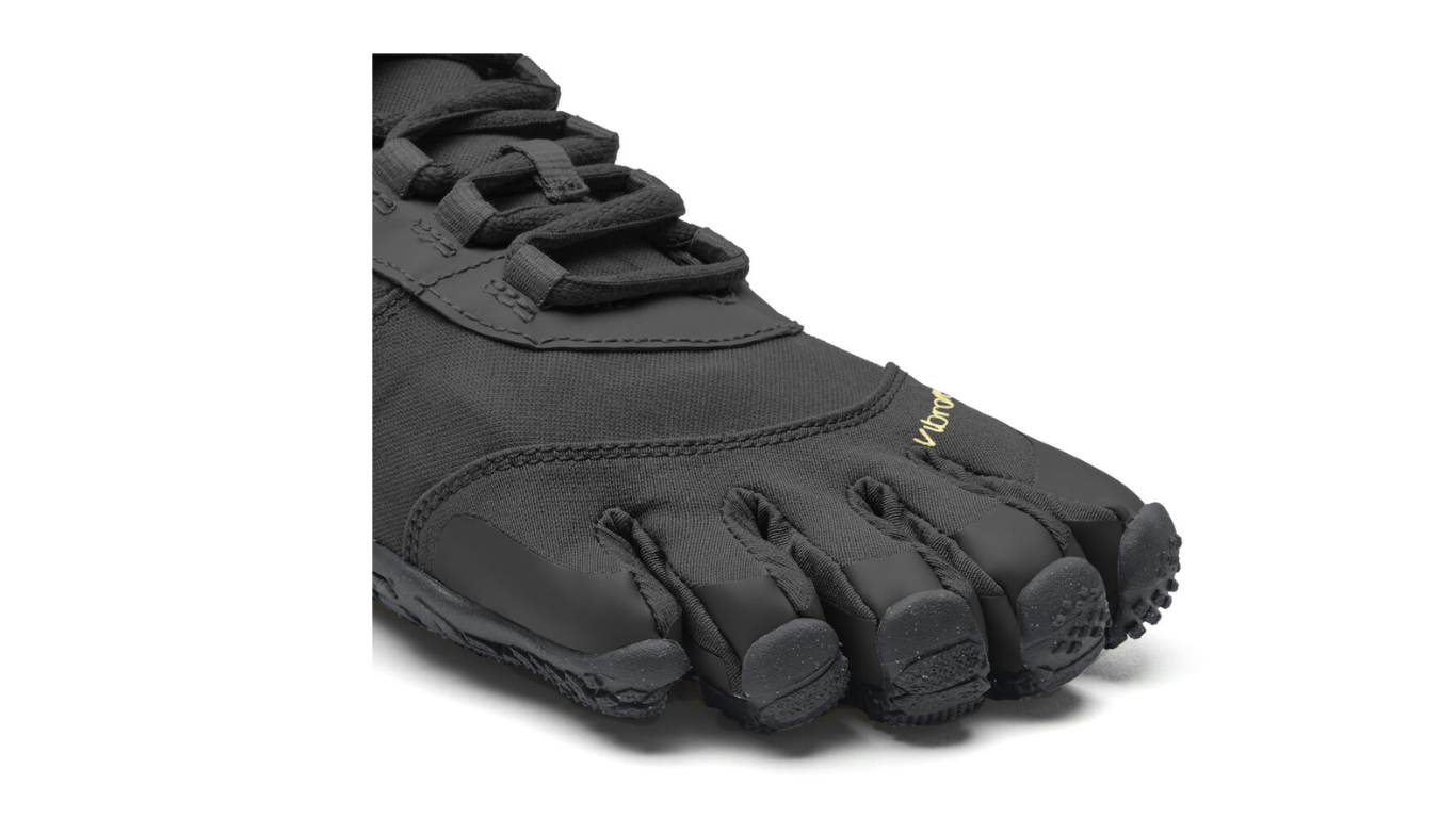 Barfußschuh für Erwachsene mit Schnürung und fünf einzelnen Zehenkammern, Detailansicht
