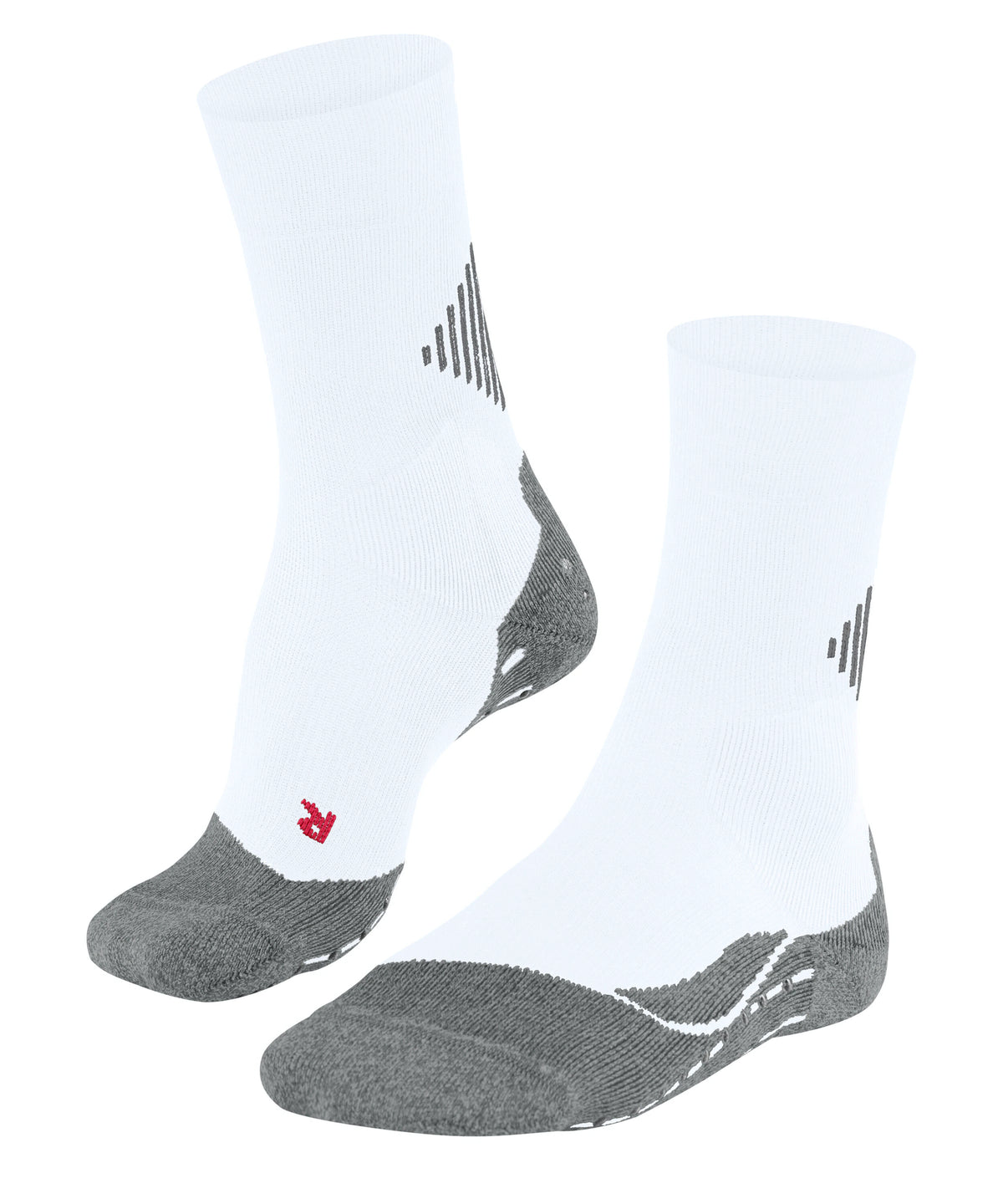 Laufsocke für Erwachsene, Paaransicht, mittelhoher Schaft, anatomische Fußform, verstärkter Vorfuß- und Fersenbereich, schräge Vorderansicht