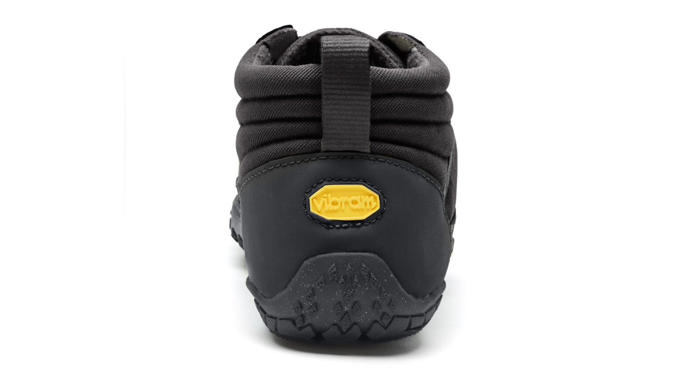 Barfußschuh für Erwachsene mit Schnürung und fünf einzelnen Zehenkammern, Rückansicht