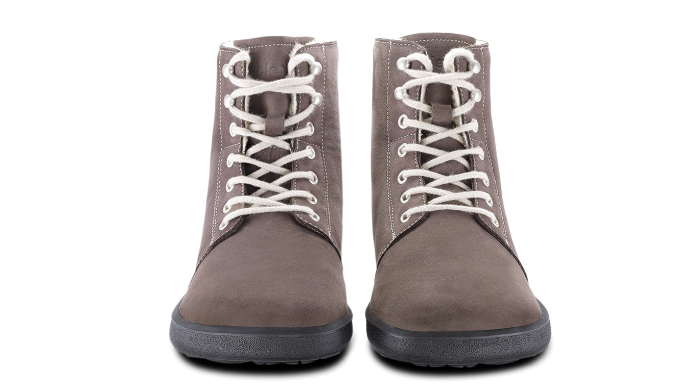 Barfußwinterschuh für Erwachsene als Paar, knöchelhoch, Schnürung, geschlossene Zehen, geschlossene Ferse, Draufsicht