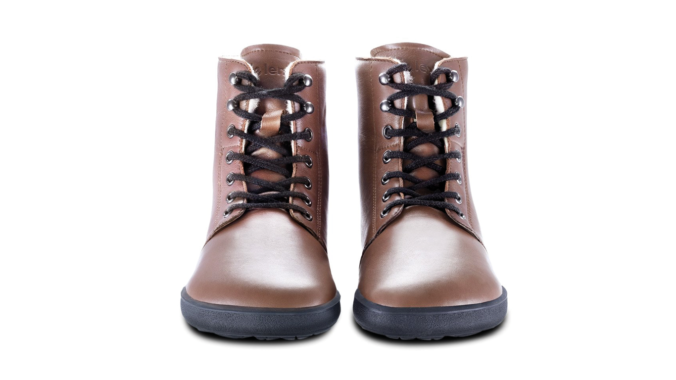 Barfußwinterschuh für Erwachsene als Paar, knöchelhoch, Schnürung, geschlossene Zehen, geschlossene Ferse, Draufsicht