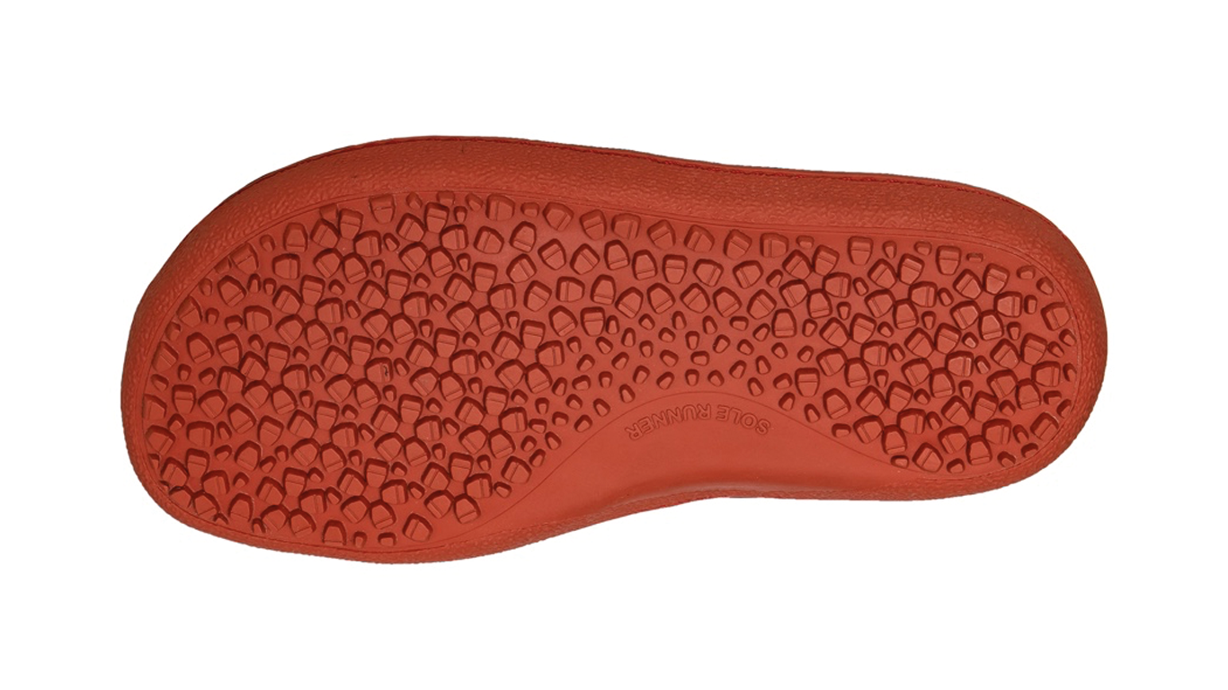 Kinder Barfußschuh, flexible Sohle mit Profilstruktur, einzelner Schuh, Ansicht von unten