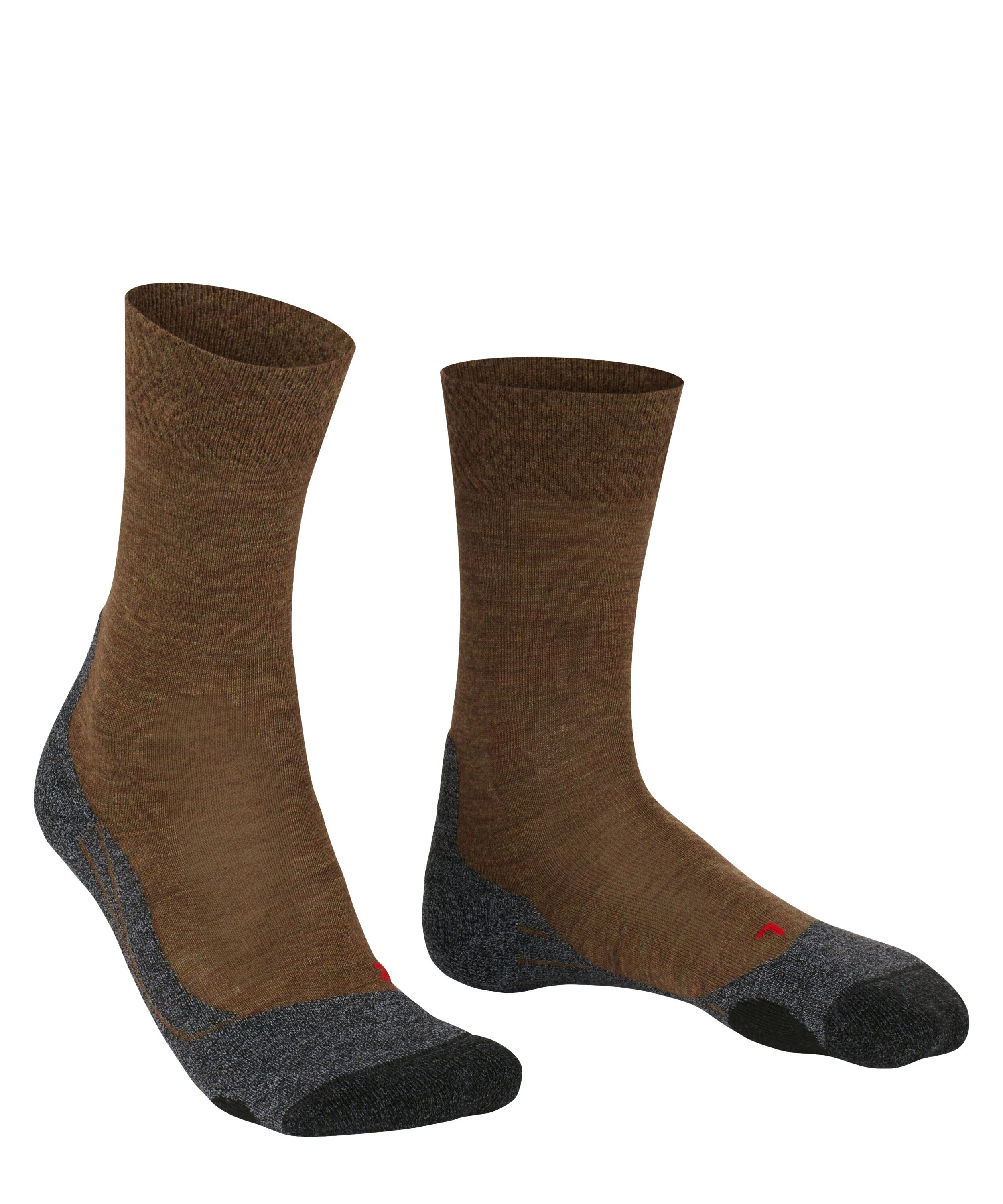 Wandersocken für Erwachsene als Paar mit mittlerem Schaft, schräge Vorderansicht.