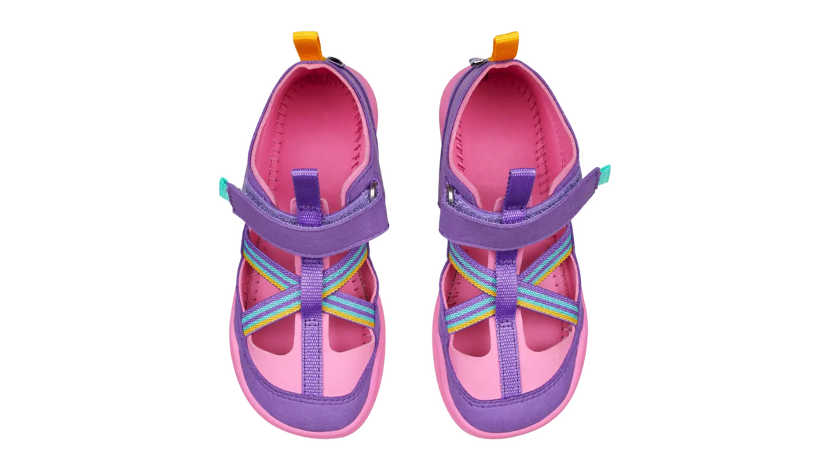 Kinder Barfußsandalen mit geschlossener Zehenbox und Klettverschluss, Draufsicht