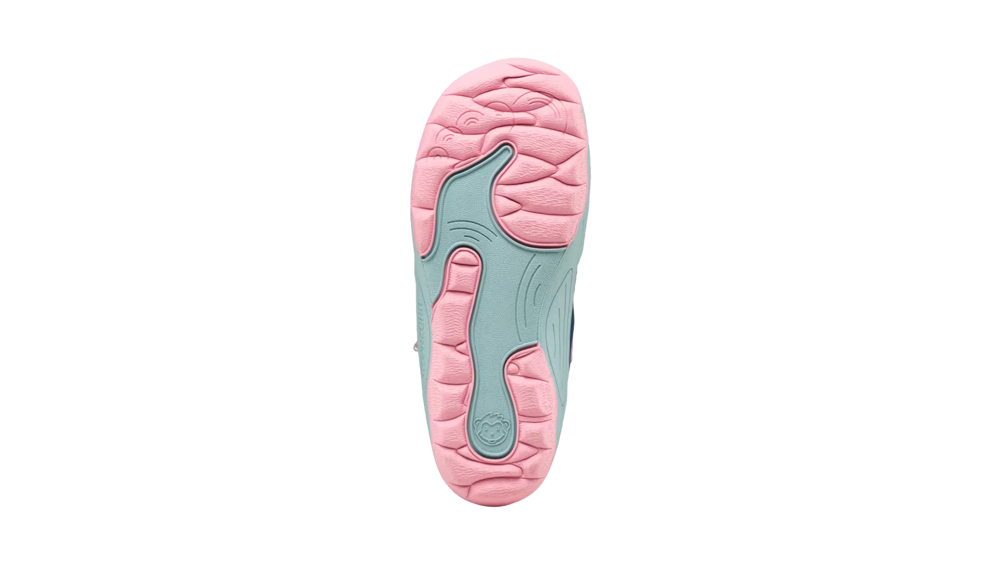 Kinder-Barfußwinterstiefel mit flacher, flexibler Sohle und strukturiertem Profil, Ansicht von unten.