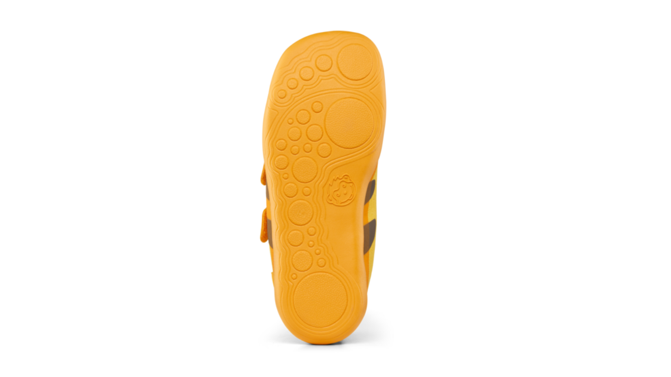 Kinder Barfußschuh mit flexibler Sohle und flachem Profil, Ansicht von unten