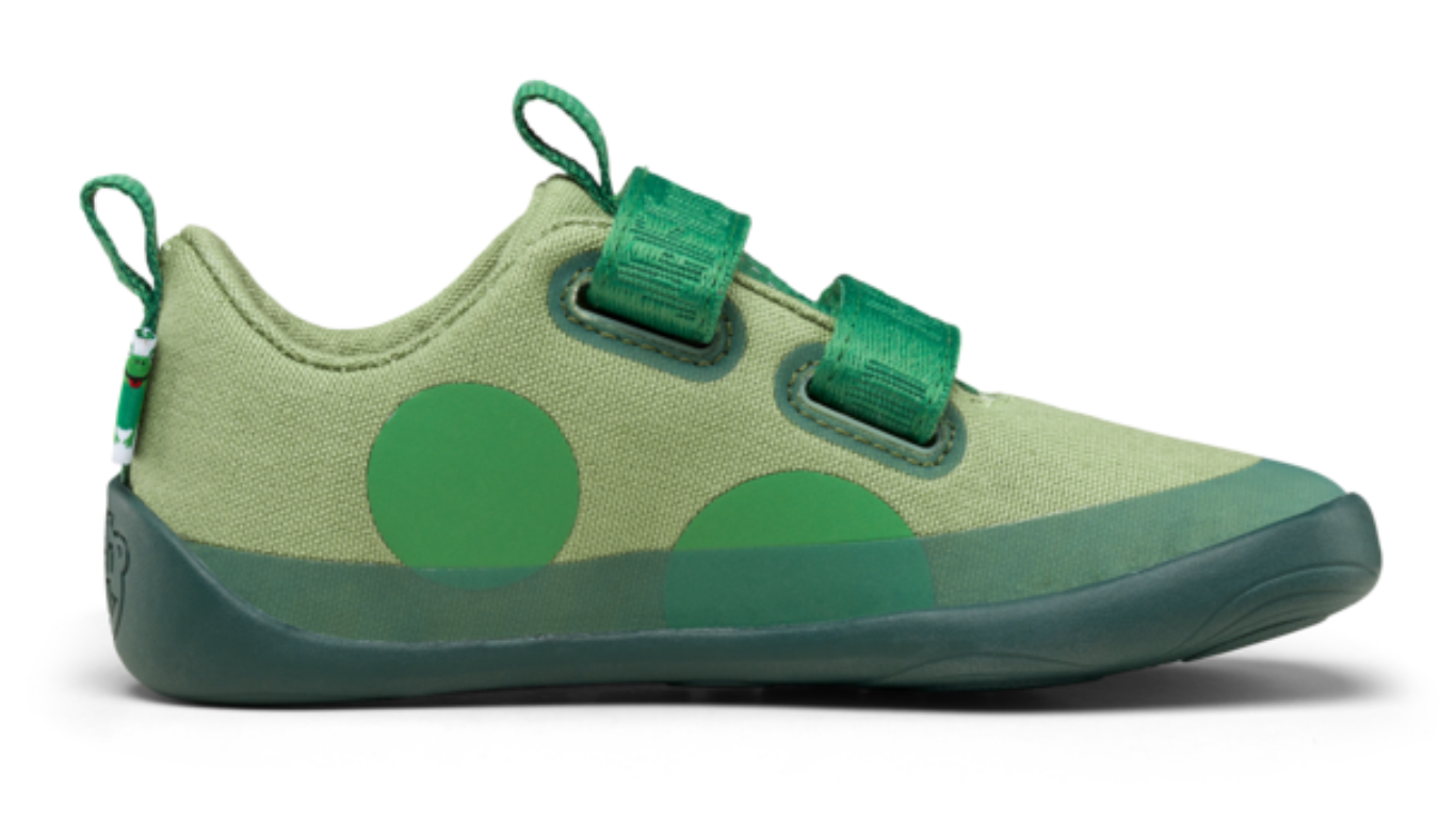 Kinder Barfußschuh mit geschlossener Zehenbox und Klettverschlüssen, Seitenansicht innen