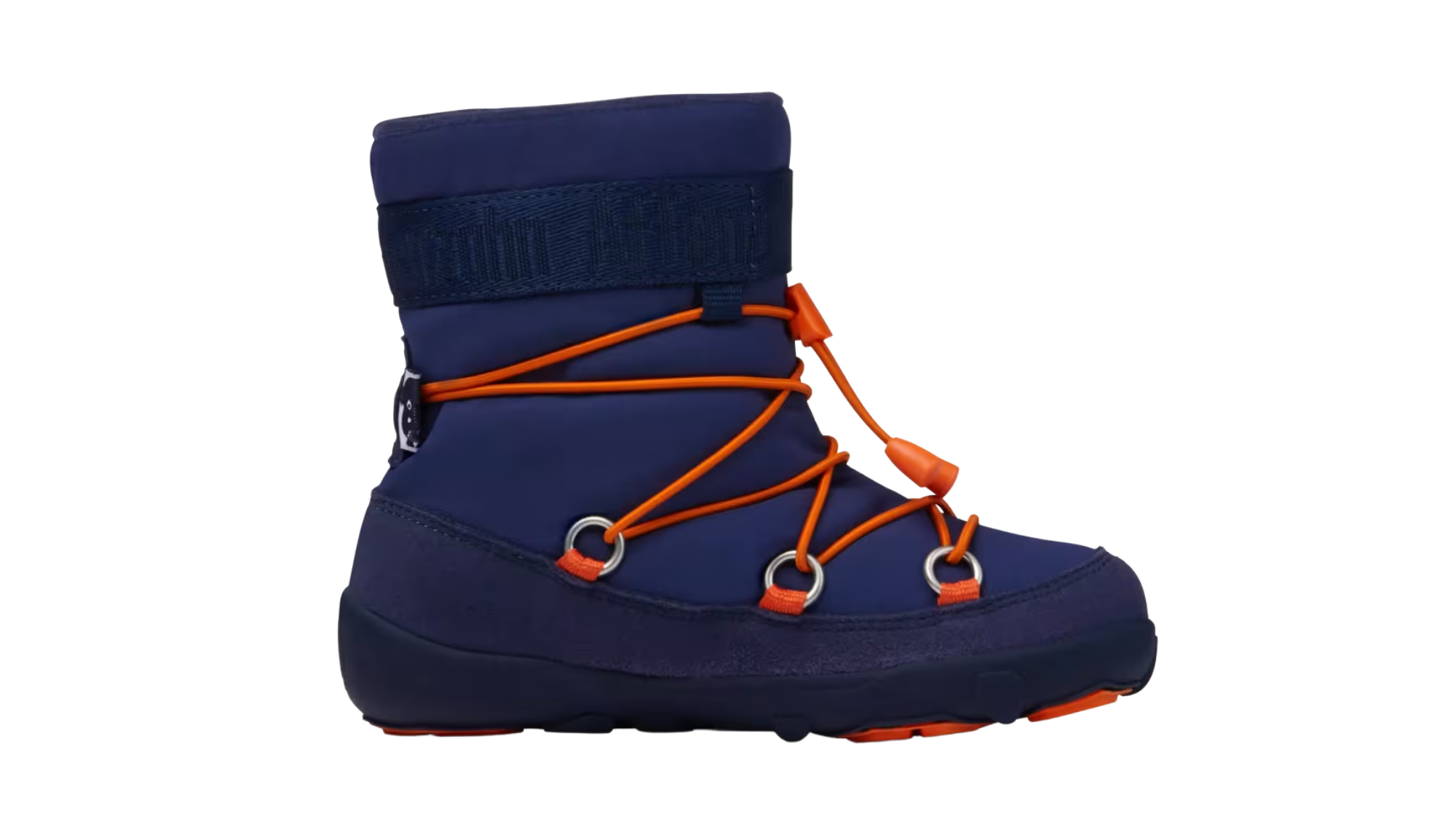 Kinder-Barfußwinterstiefel mit breiter Zehenbox, geschlossenem Zehenbereich, geschlossener Ferse, hohem Schaft, Schnürsystem mit Kordel, flexible Sohle, Seitenansicht innen.