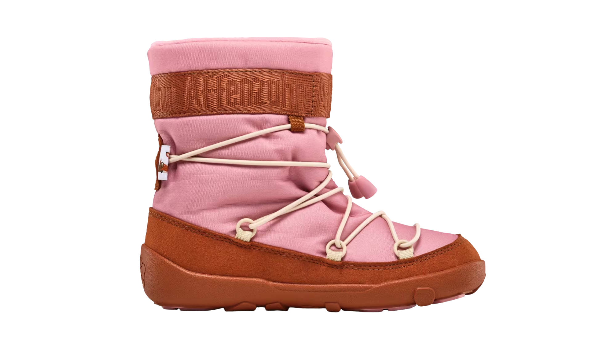 Kinder-Barfußwinterstiefel mit breiter Zehenbox, geschlossenem Zehenbereich, geschlossener Ferse, hohem Schaft, Schnürsystem mit Kordel, flexible Sohle, Seitenansicht innen.