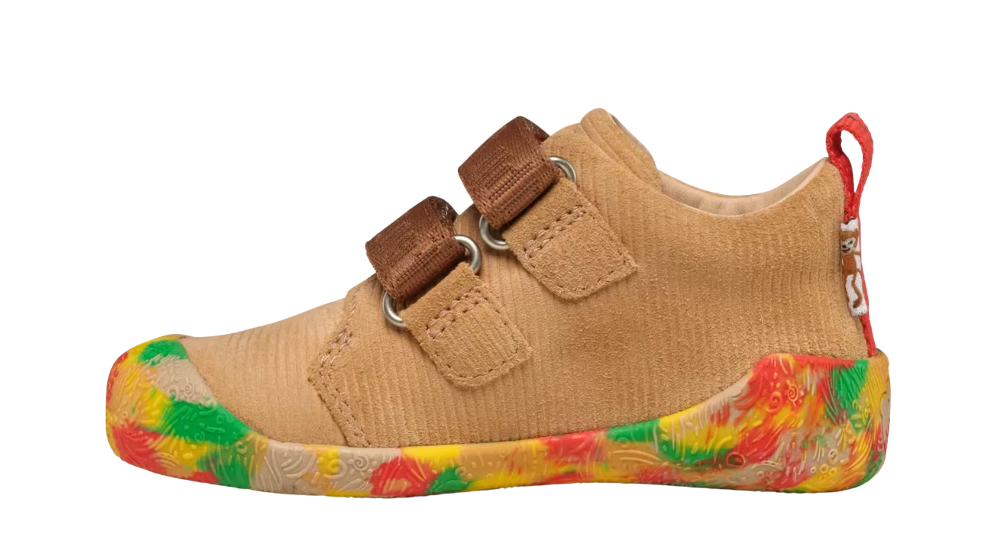 Kinder Barfußschuh mit geschlossener Zehenbox und zwei Klettverschlüssen, Seitenansicht innen