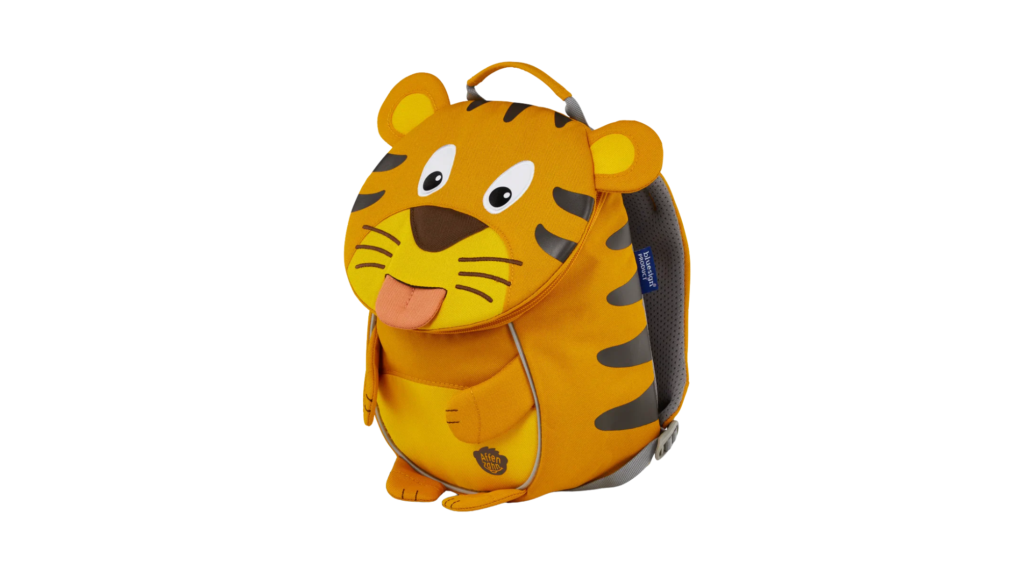 Kindergartenrucksack in Tierform (Tiger), schräge Vorderansicht