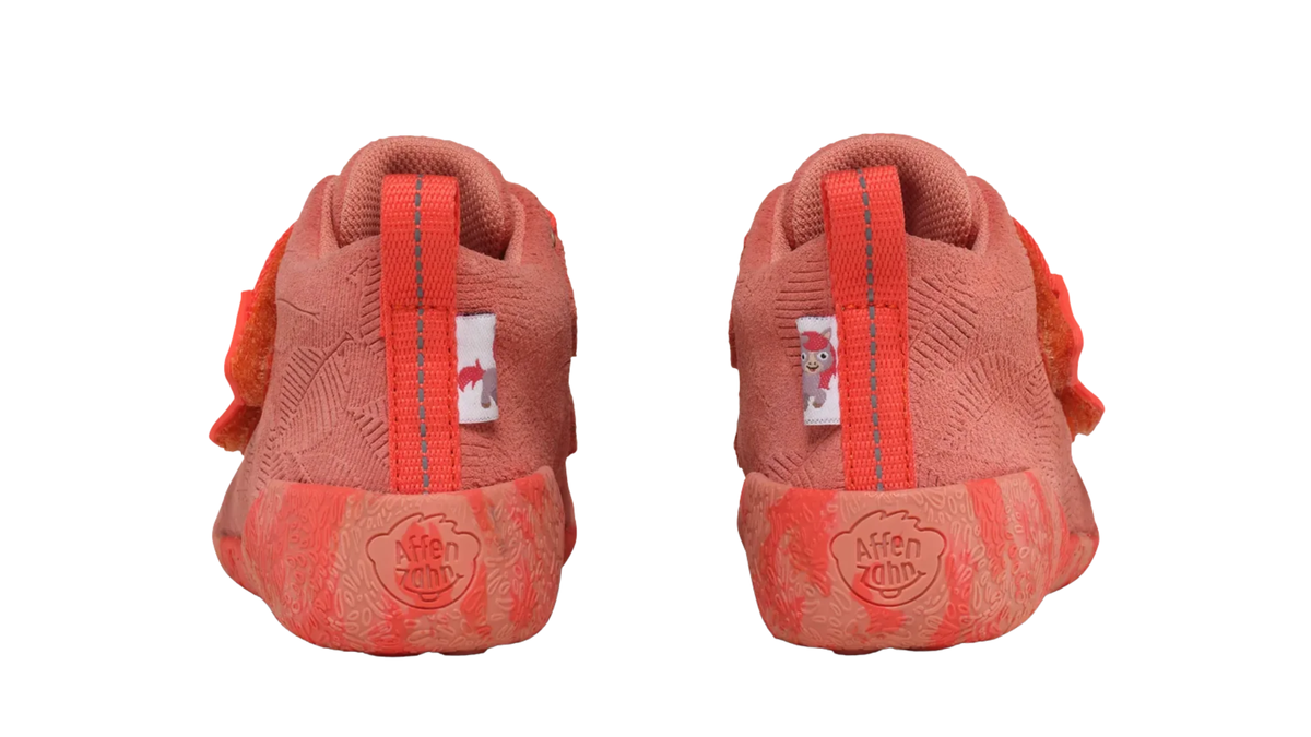 Paar Lauflernschuhe für Kinder mit knöchelhohem Schaft und Anziehschlaufen, Rückansicht