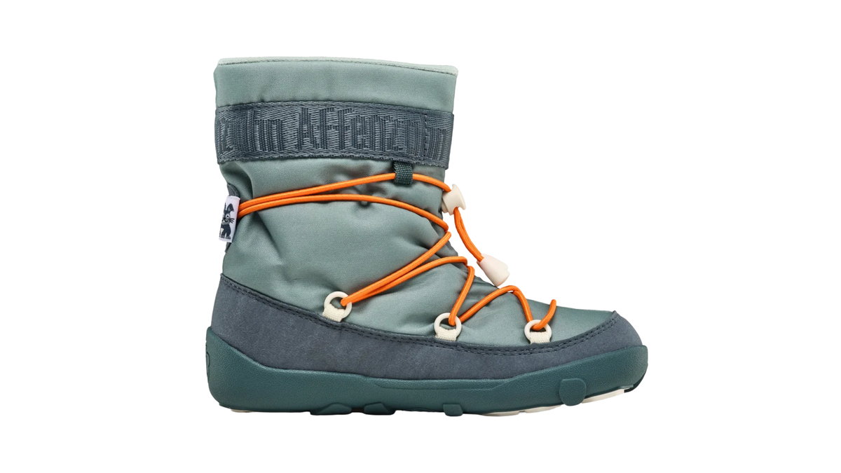 Kinder-Barfußwinterstiefel mit breiter Zehenbox, Schnellschnürsystem und geschlossenen Zehen, Seitenansicht innen