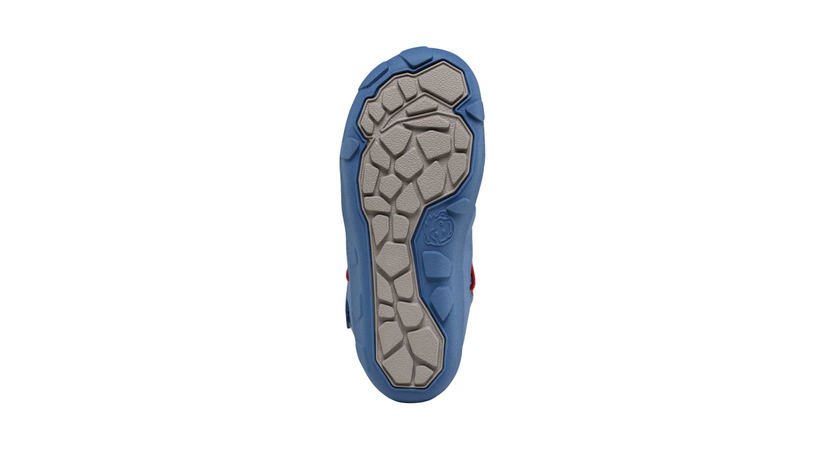Kinder-Barfußwinterstiefel mit breiter Form im Vorfuß und profilierter Laufsohle, Ansicht von unten