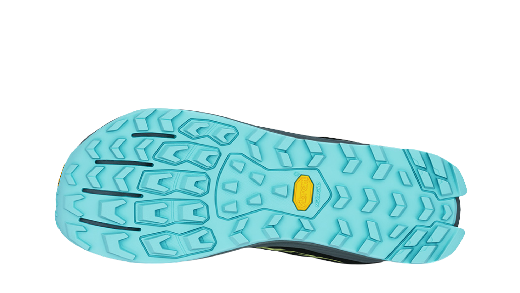 Barfußschuh für Erwachsene mit strukturierter Sohle und grobem Profil, Ansicht von unten.