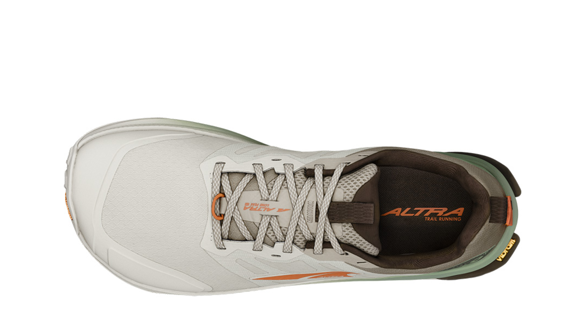 Barfußschuh für Erwachsene mit geschlossener Ferse, Schnürung und profilierter Sohle, Draufsicht.