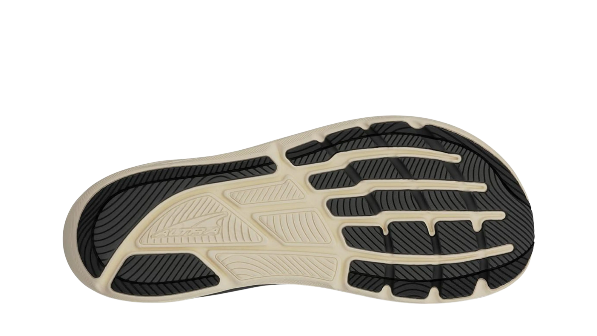 Sportschuh für Erwachsene mit strukturierter Sohle und Profil, Ansicht von unten.
