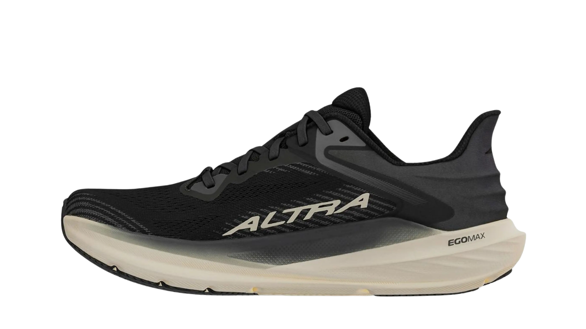 Sportschuh für Erwachsene mit breiter Zehenbox, geschlossenem Zehenbereich, geschlossener Ferse, Schnürung, Seitenansicht außen.