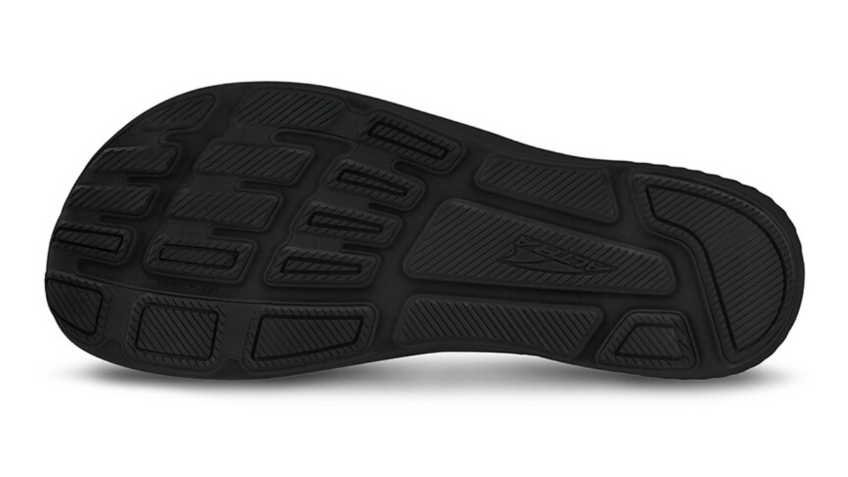 Laufschuh, Ansicht von unten. Segmentierte Laufsohle mit klar abgegrenzten Profilfeldern.