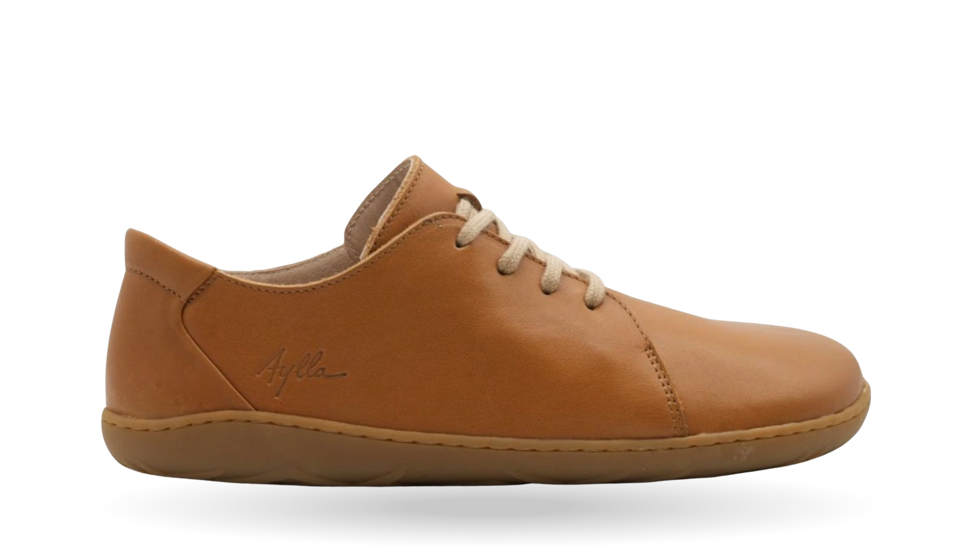 Barfußschuh für Erwachsene mit breiter Zehenbox, geschlossenem Zehenbereich, geschlossener Ferse, Schnürung, flacher flexibler Sohle, Seitenansicht außen.