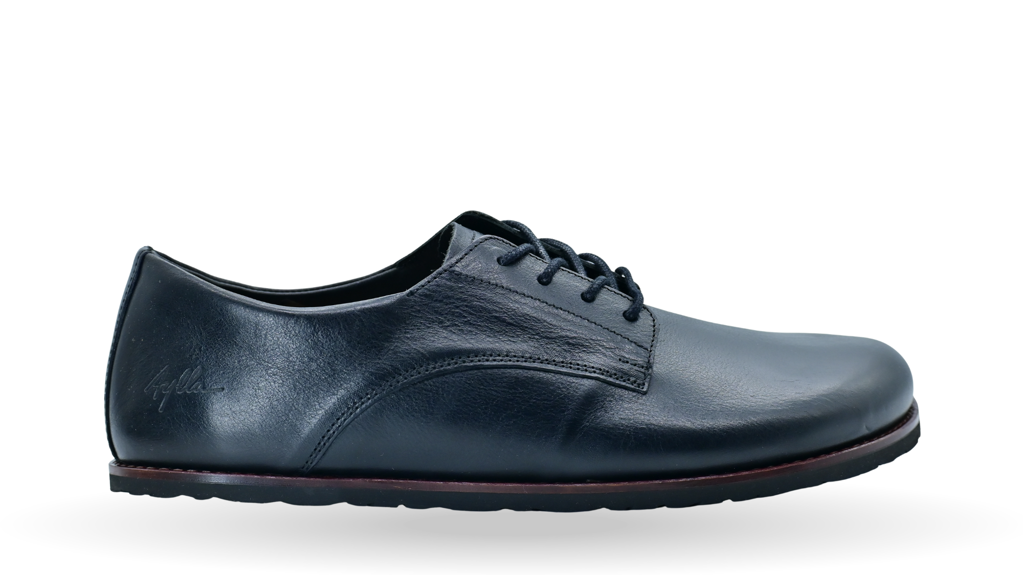 Barfußschuh mit Schnürung, geschlossener Zehenpartie und flexibler Sohle in Seitenansicht außen