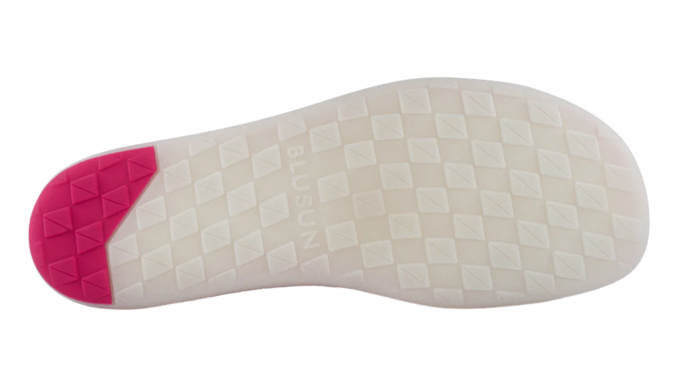 Barfußschuh für Erwachsene mit flacher, flexibler Sohle und strukturiertem Profil, Ansicht von unten.
