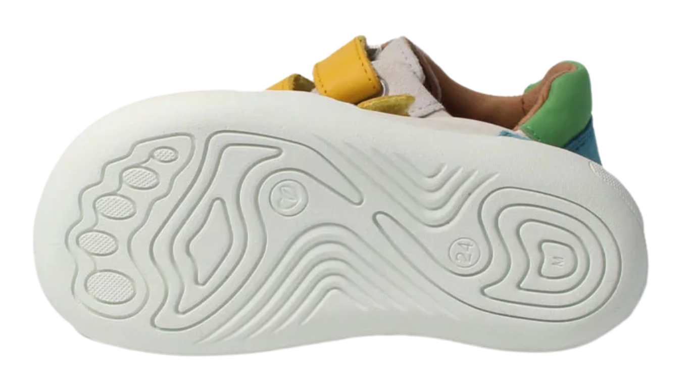 Barfußhalbschuh für Kinder mit flexibler Sohle und flachem Profil, Ansicht von unten