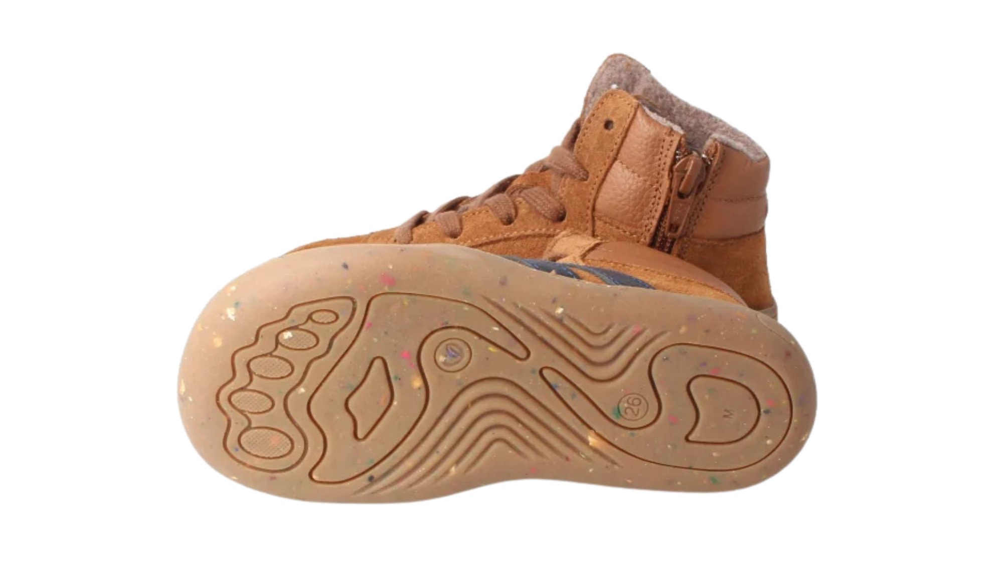 Barfußwinterschuh mit flexibler Sohle, geschlossenen Zehen, geschlossener Ferse, Ansicht von unten.