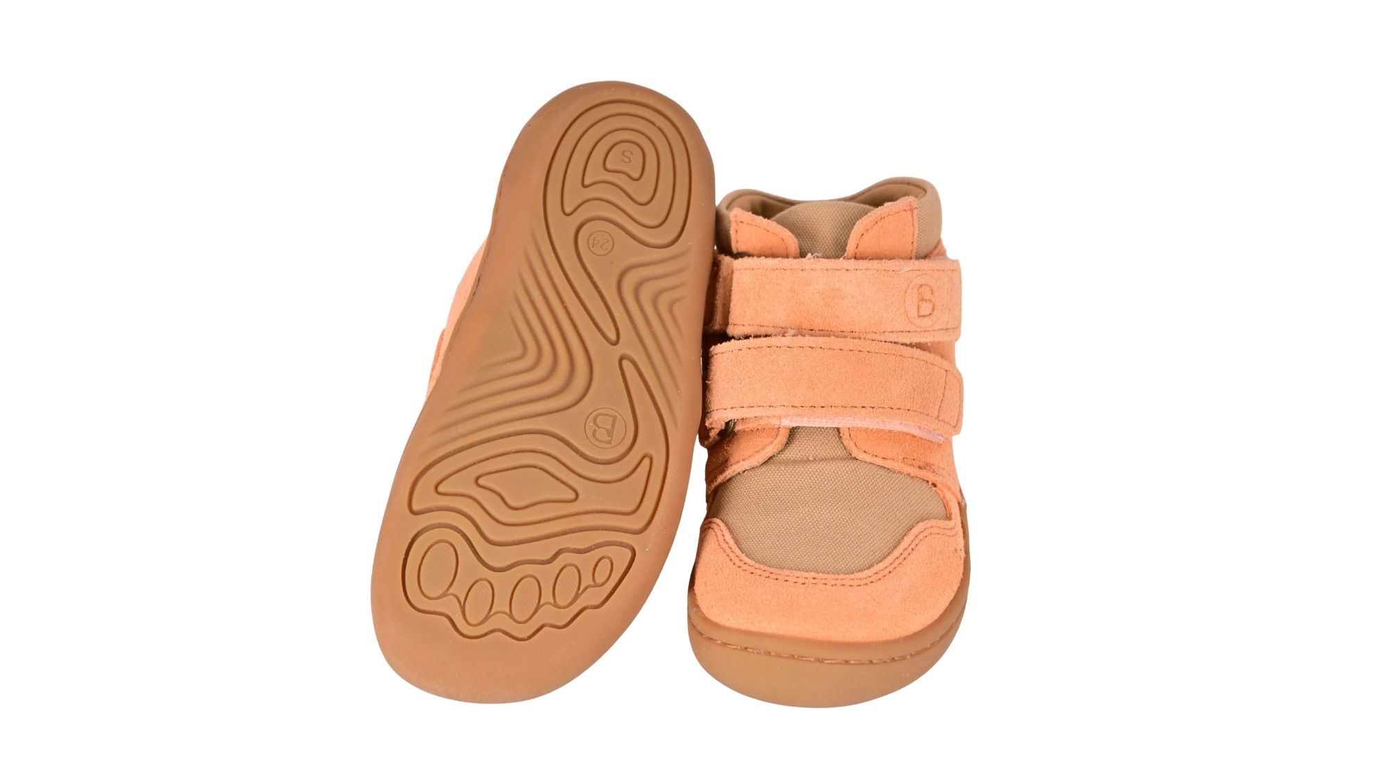 Knöchelhoher Barfußschuh für Kinder mit flexibler Sohle und Profilstruktur, Ansicht von unten