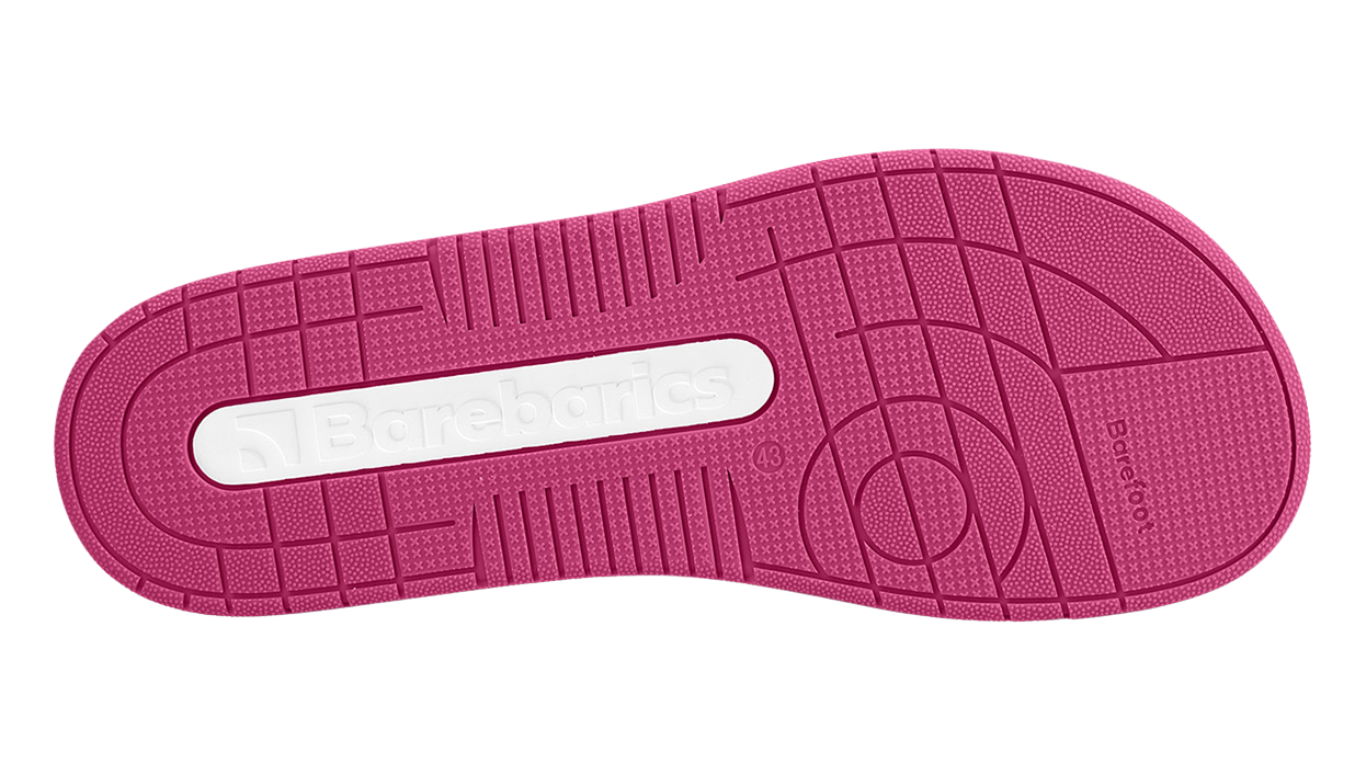 Barfußschuh für Erwachsene mit flacher, flexibler Sohle und durchgehendem Profil, Ansicht von unten.