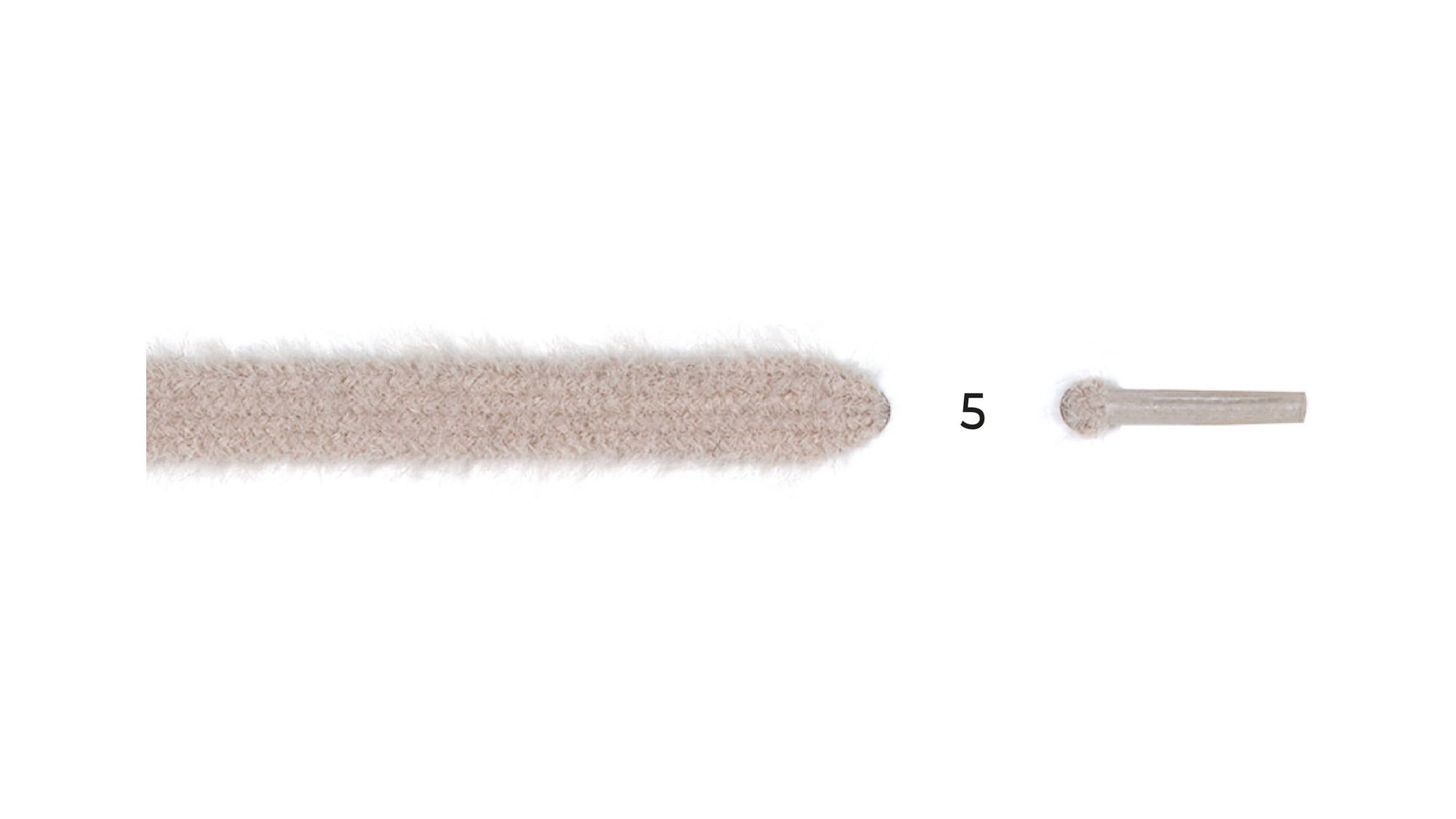 flauschiger Schnürsenkel, Teilansicht mit Schnürsenkelende