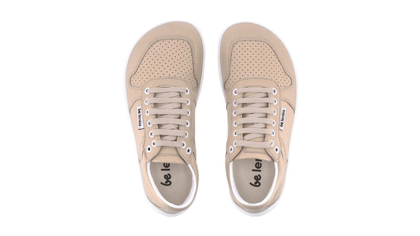 Barfußschuh Sneaker als Paar, breite Zehenbox, Schnürung, geschlossene Zehen, geschlossener Fersenbereich, Draufsicht