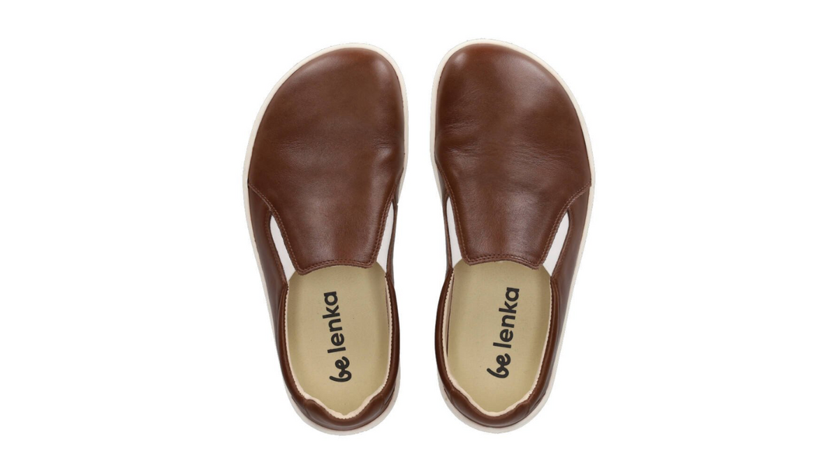 Barfußschuh als Paar, Schlupfschuh ohne Verschluss, breite Zehenbox, geschlossener Zehenbereich, geschlossener Fersenbereich, Draufsicht