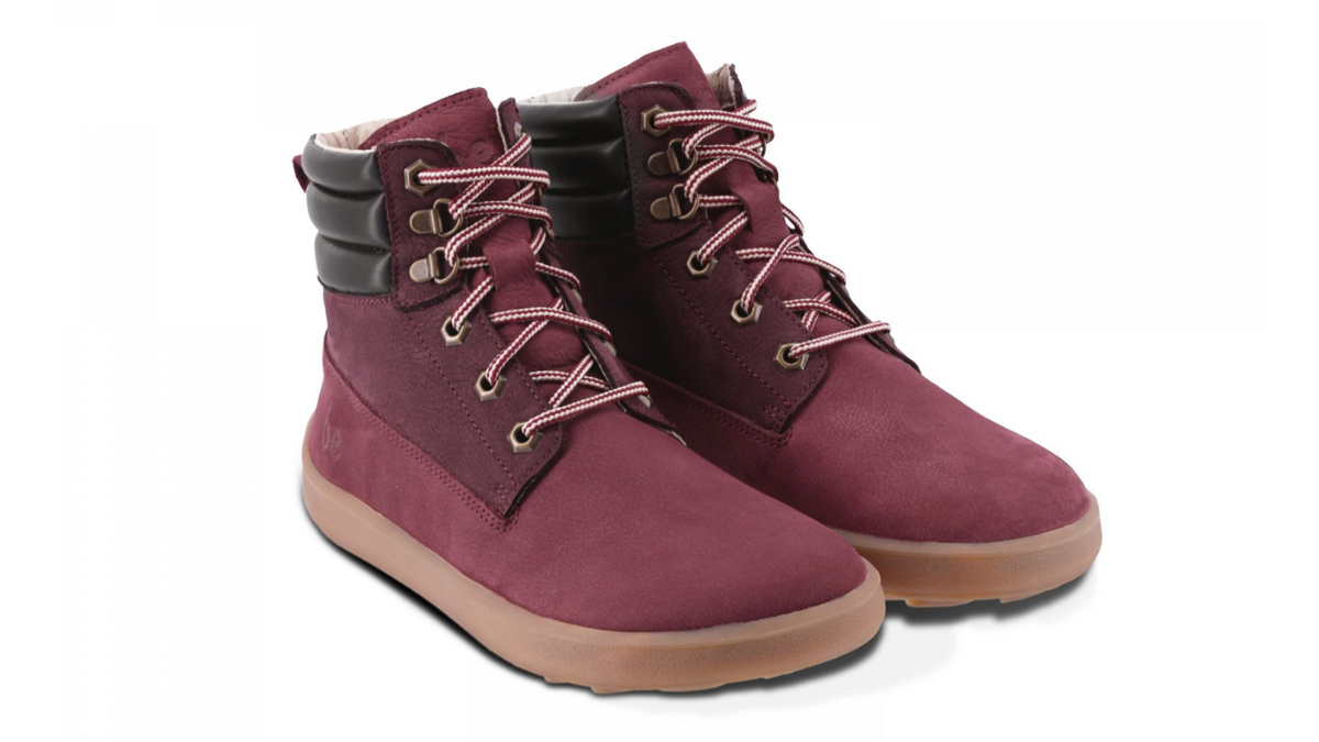 Barfußschuh für Erwachsene als Paar, knöchelhoch, breite Zehenbox, Schnürung, geschlossene Zehen, geschlossener Fersenbereich, Seitenansicht außen