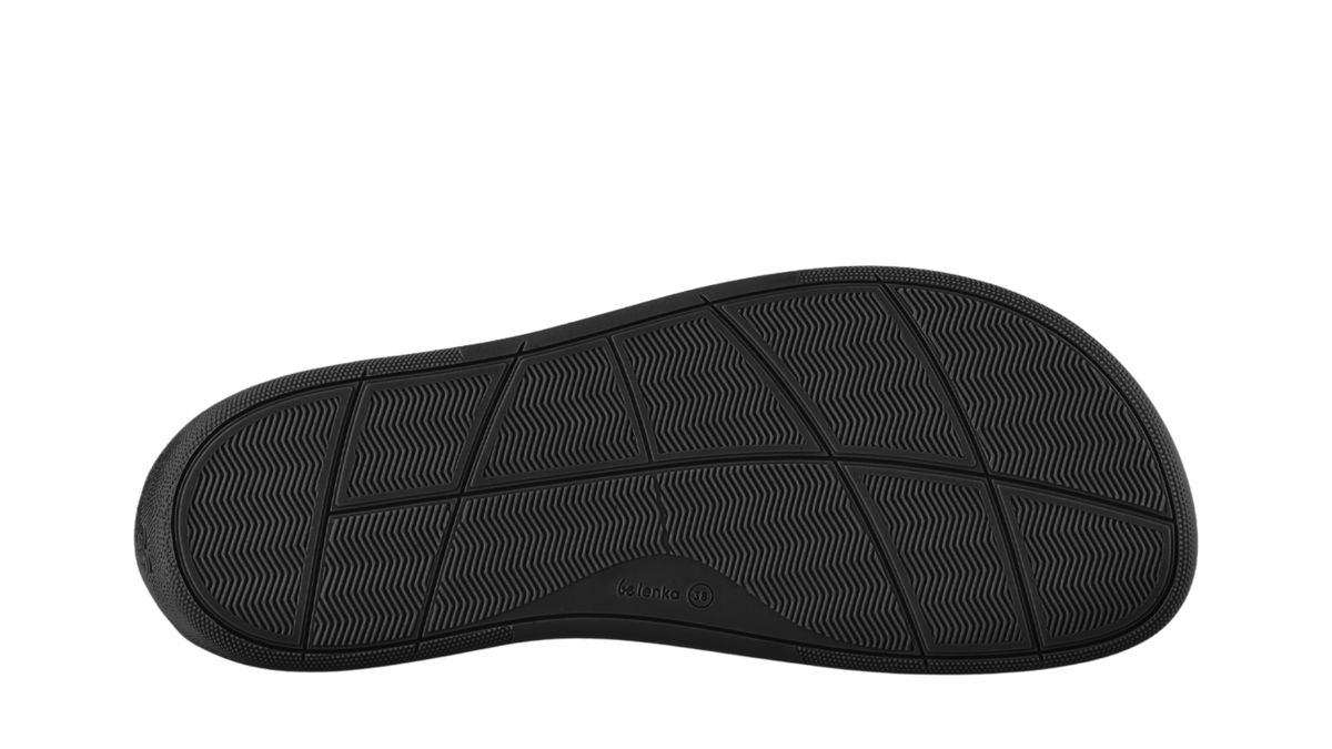 Barfußschuh mit profilierter, flexibler Sohle, Ansicht von unten